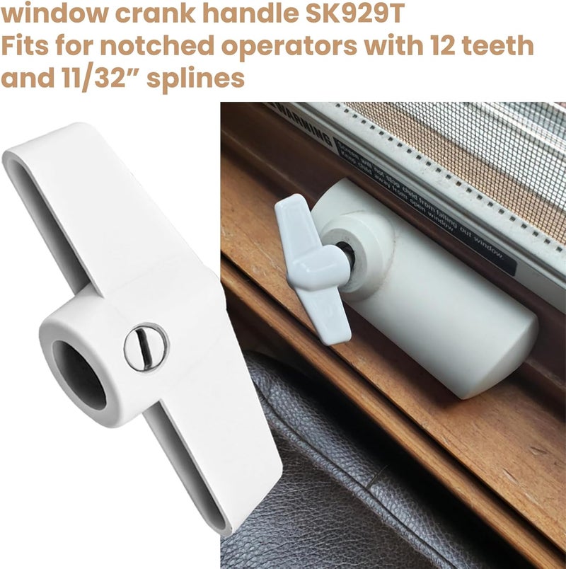 Zivceng Tee Window Crank Handle SK929T for Andersen Casement Window Crank, 11/32” Splines Butterfly Wing Nut T-Handle for Andersen Casement/Awning Window 1966 to Present(4 Pack) - Image 4